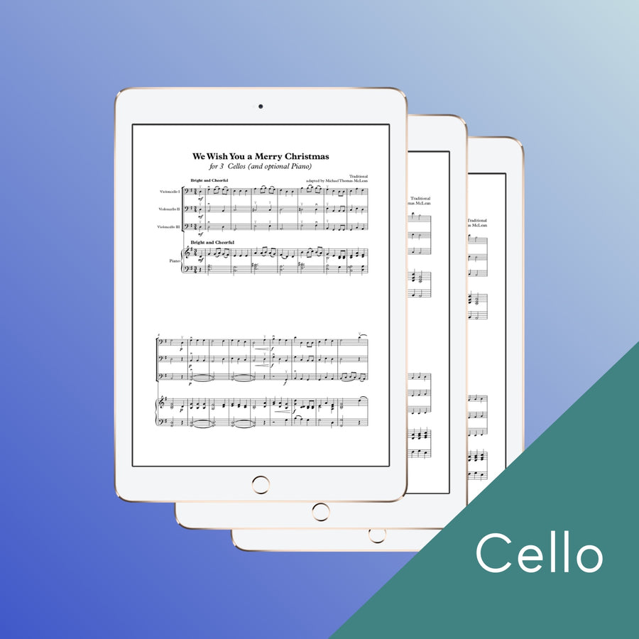 Holiday Wishes Bundle | 3 Cellos (and optional piano)