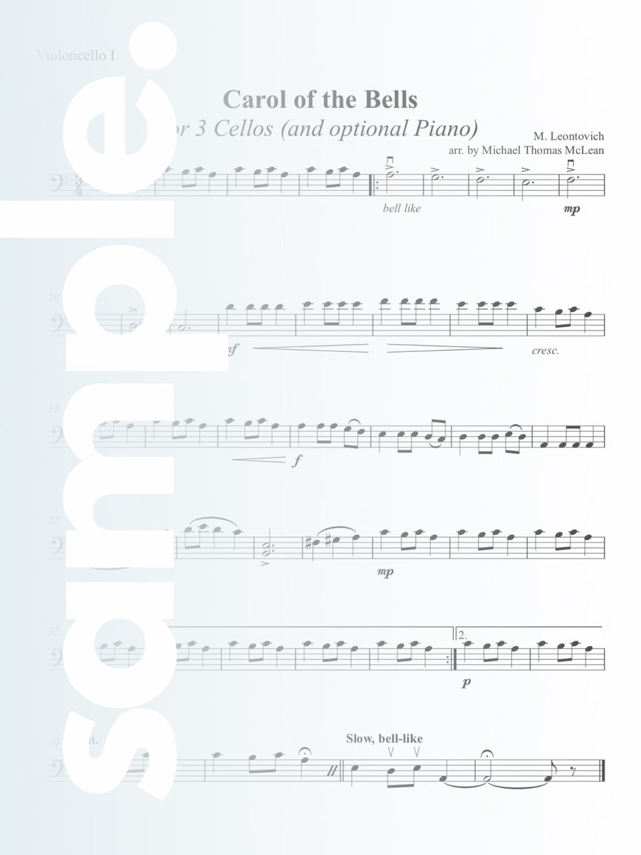 Carol of the Bells | 3 Cellos (and optional piano)