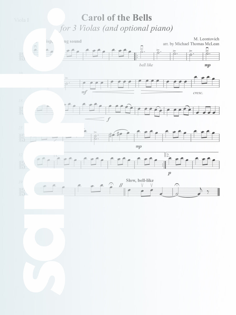 Carol of the Bells | 3 Violas (and optional piano)