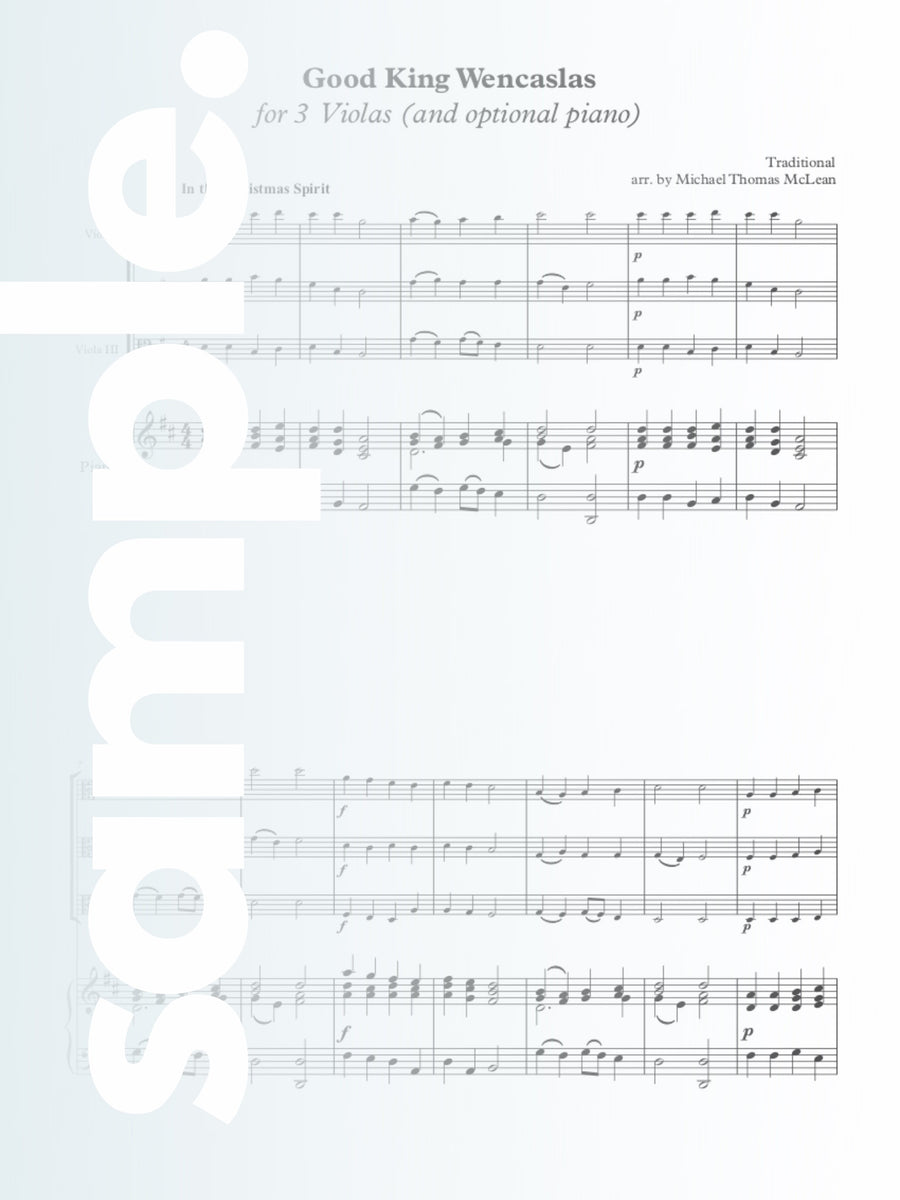 Good King Wenceslas | 3 Violas (and optional piano)