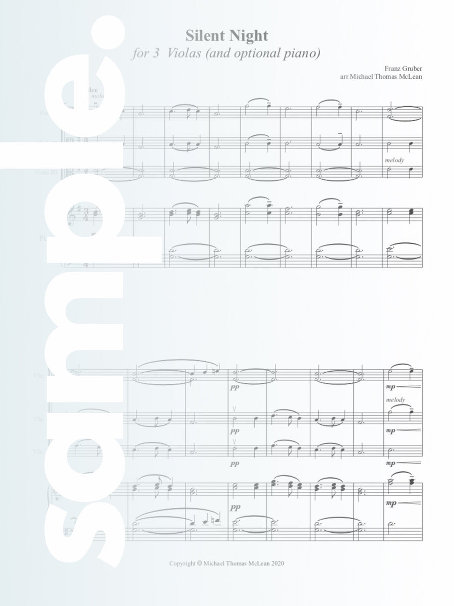 Silent Night | 3 Violas (and optional piano)