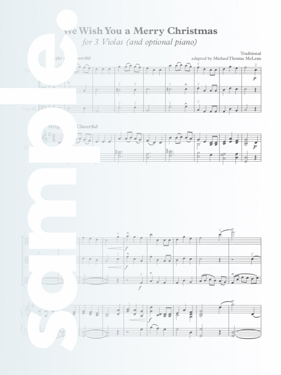 We Wish You a Merry Christmas | 3 Violas (and optional piano)