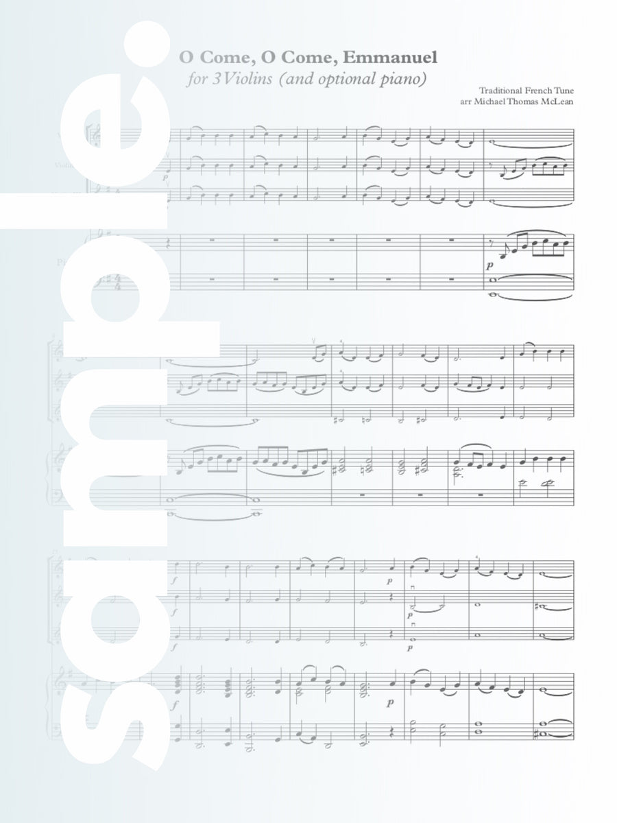 O Come, O Come, Emmanuel | 3 Violins (and optional piano)