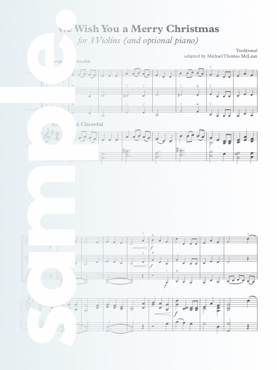 Holiday Volume #2 | 3 Violins (and optional piano)